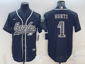 Men's Philadelphia Eagles Jalen Hurts #1 Black RFLCTV Limited jersey Joint Edition
