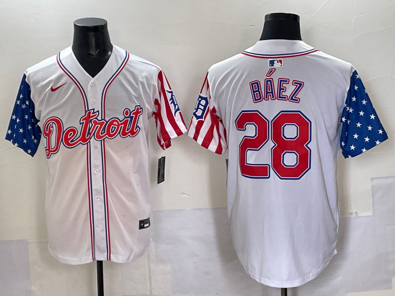 Men's Detroit Tigers Javier Baez #28 White Limited Player Jersey