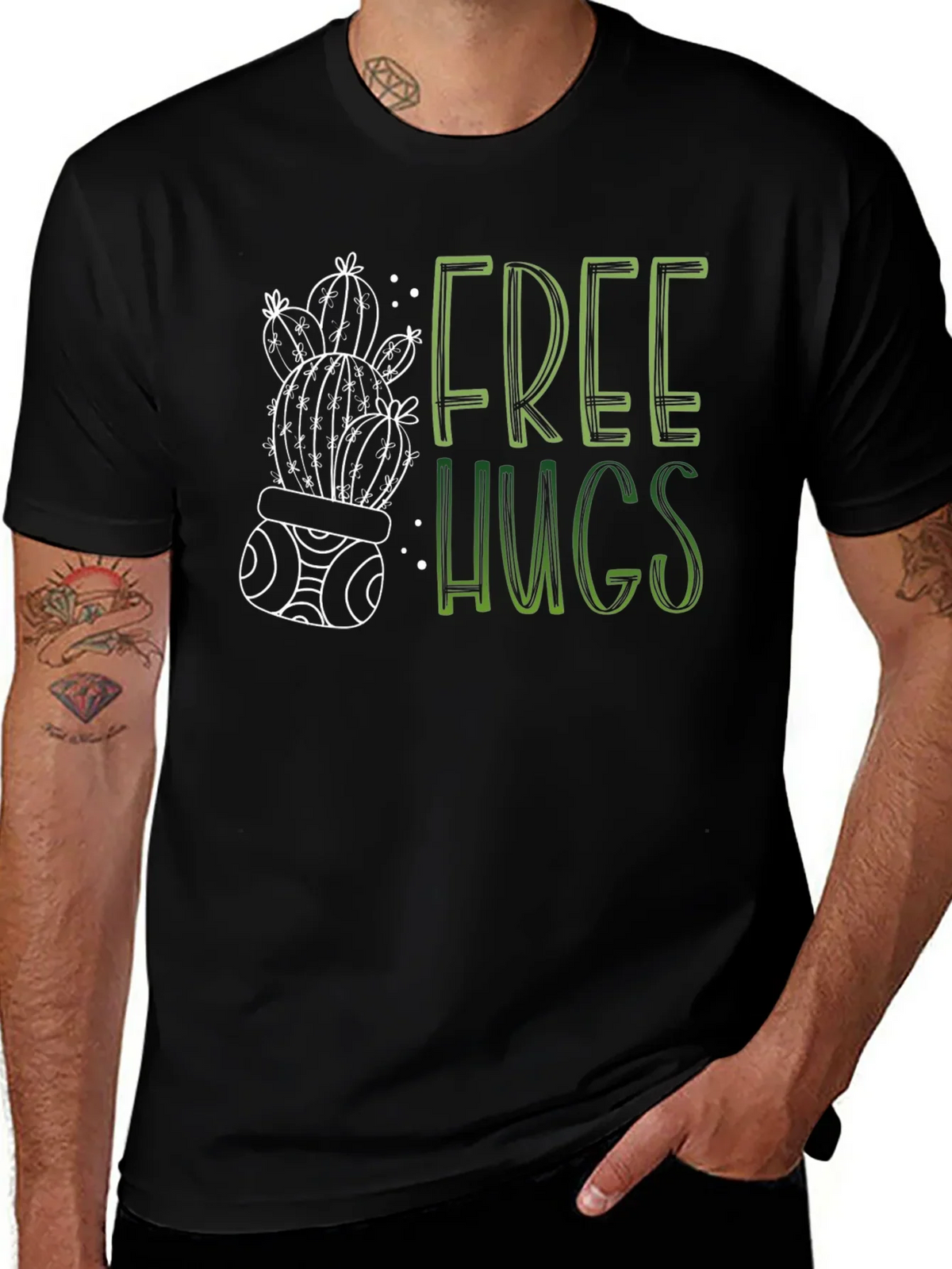 Free Hugs Cactus Graphic Tee - Soft Cotton Blend