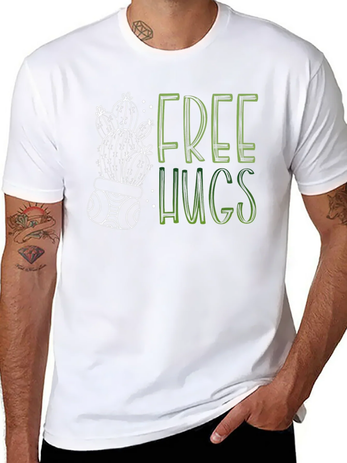 Free Hugs Cactus Graphic Tee - Soft Cotton Blend