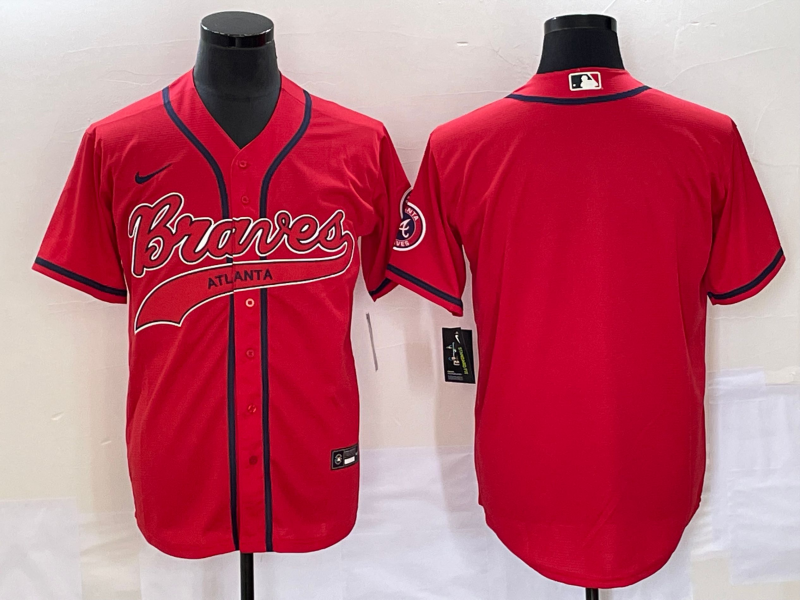 Men's Atlanta Braves Red Replica Blank jersey Joint Edition