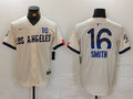 Men's Los Angeles Dodgers Will Smith #16 Cream 2024 City Connect Replica Player Jersey1