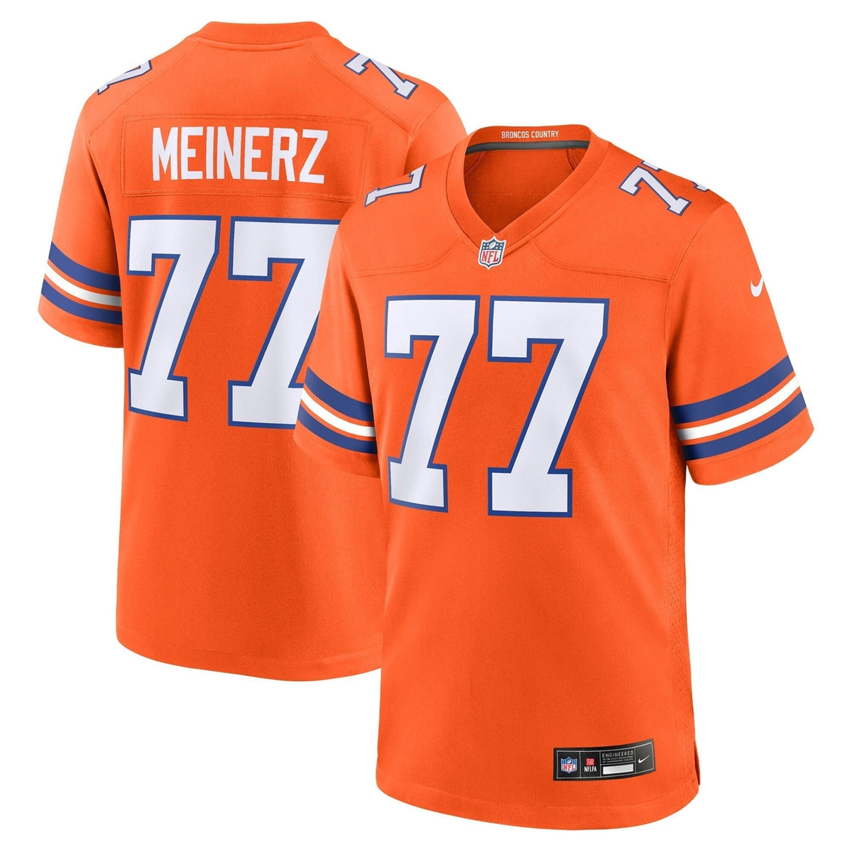 Quinn Meinerz Denver Broncos Nike Mile High Collection 1977 Throwback   Game Jersey - Orange
