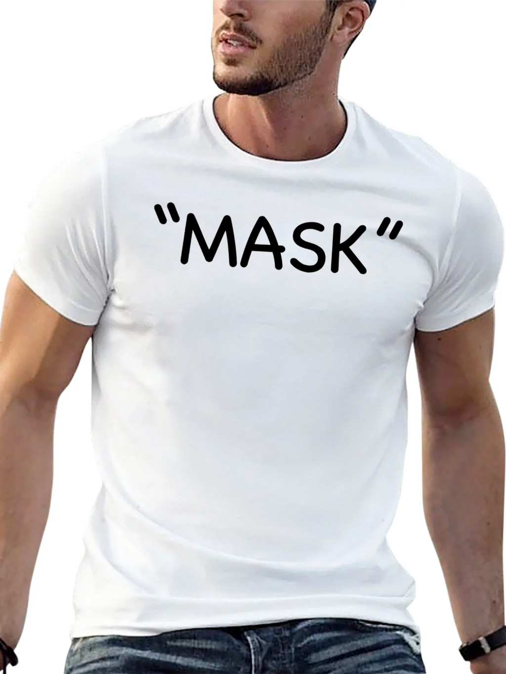 Mens Black MASK Graphic Tee - Casual Style