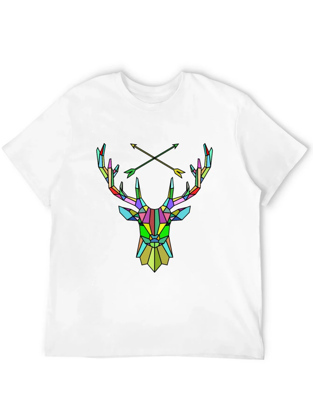 Geometric Deer Head Graphic Tee - Mens Black T-Shirt