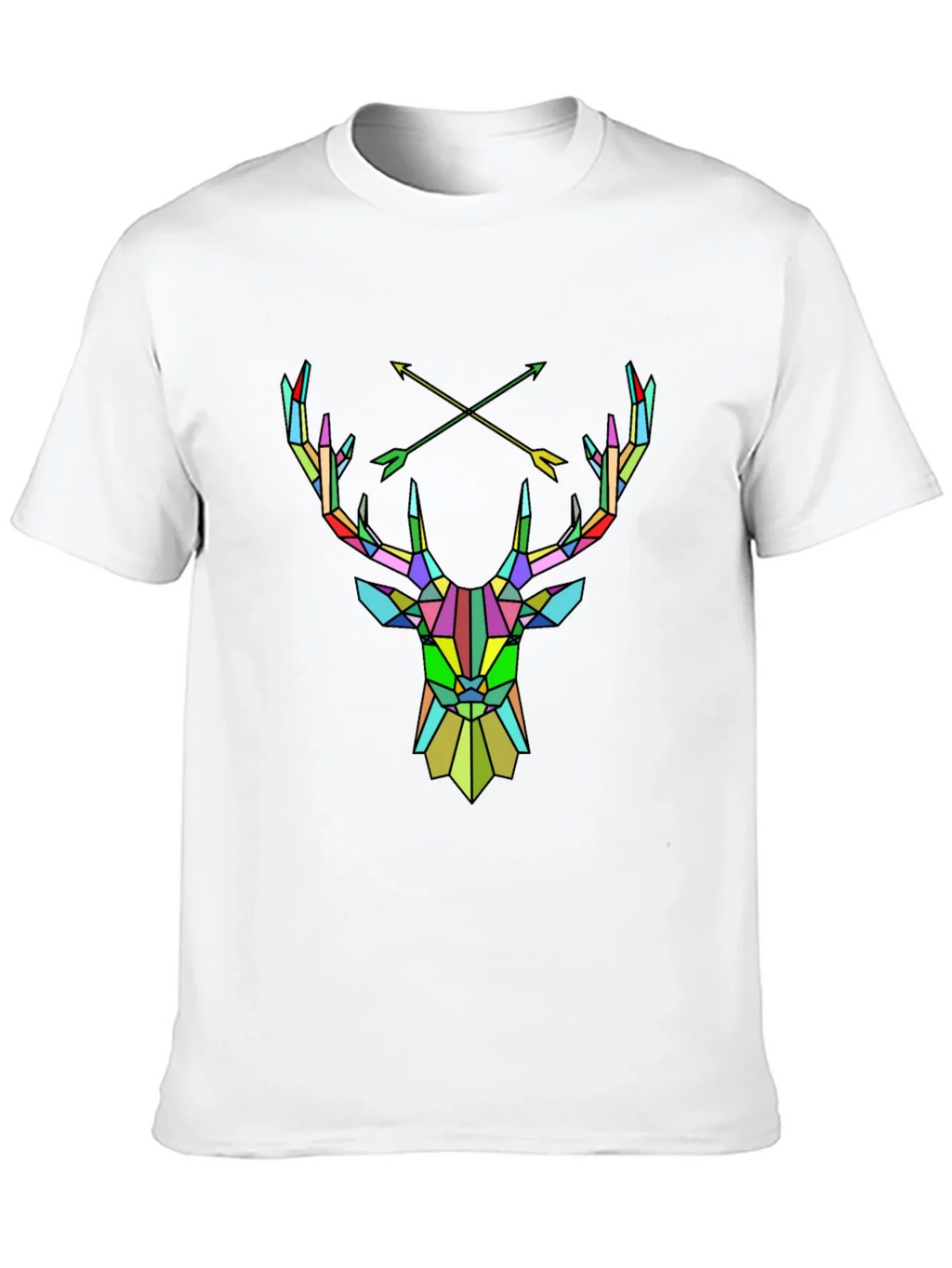 Geometric Deer Head Graphic Tee - Mens Black T-Shirt