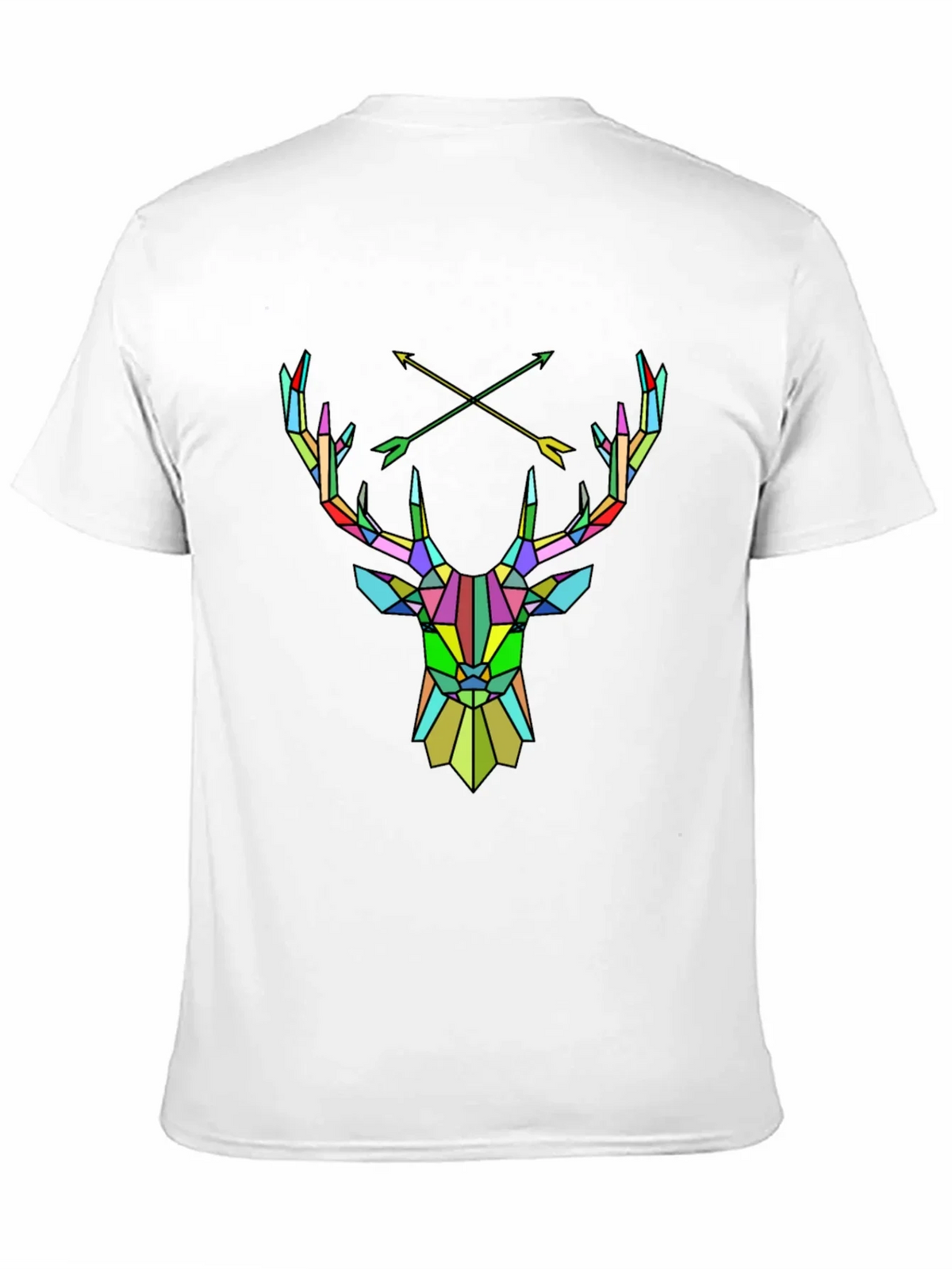 Geometric Deer Head Graphic Tee - Mens Black T-Shirt