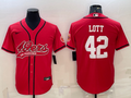 Men's San Francisco 49ers Ronnie Lott #42 Red Game jersey Joint Edition