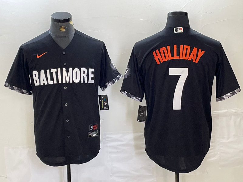 Men's Baltimore Orioles Jackson Holliday #7 Black City Connect Replica Player jersey