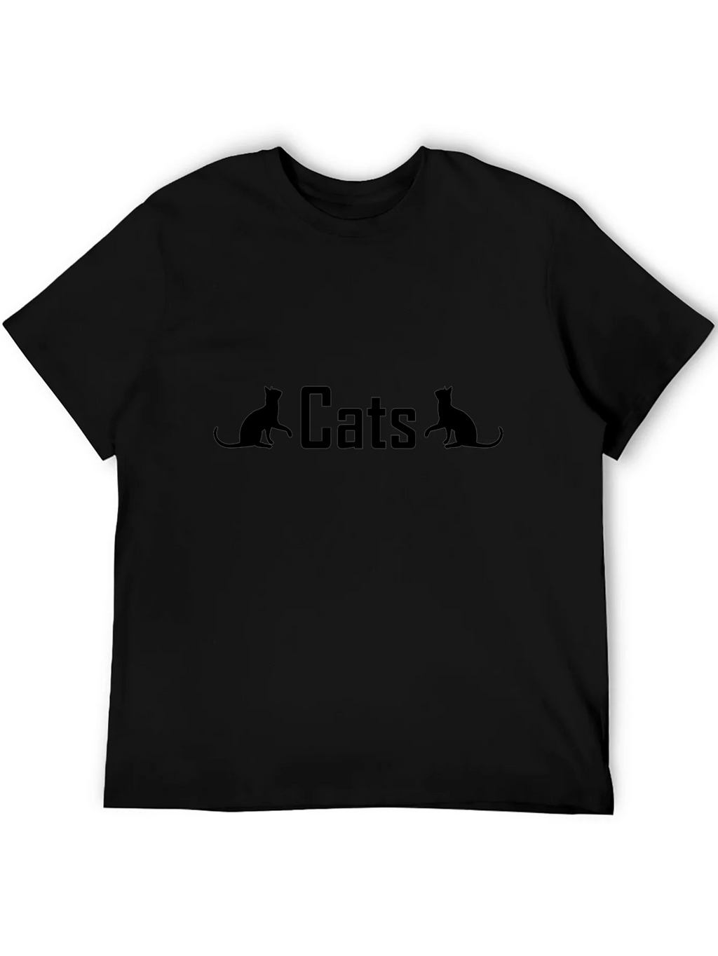 Cats Graphic Print Black T-Shirt
