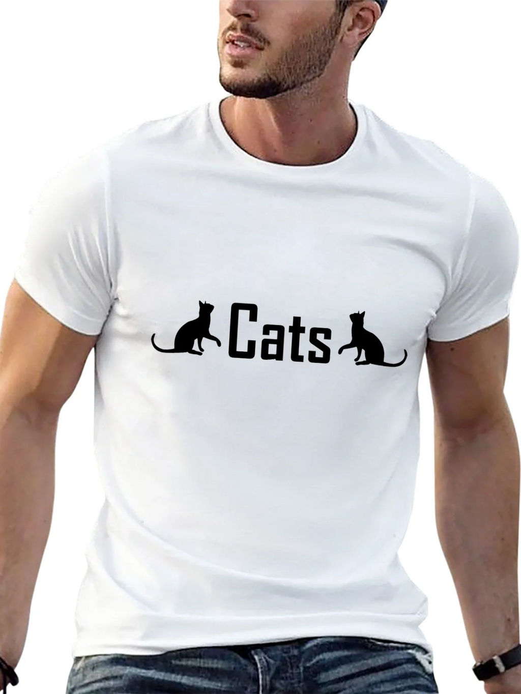 Cats Graphic Print Black T-Shirt