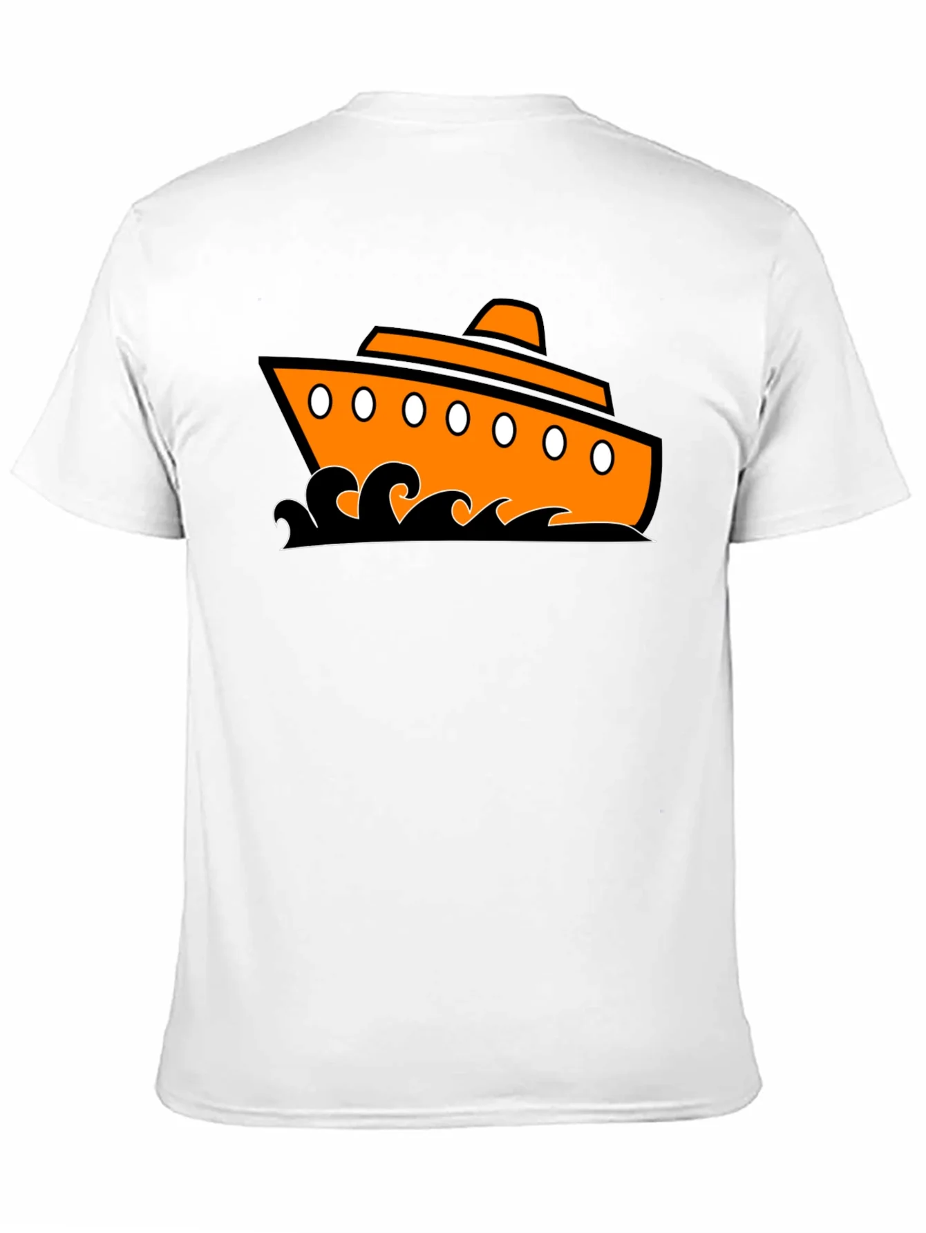 Nautical Ship Graphic Tee - Black Cotton