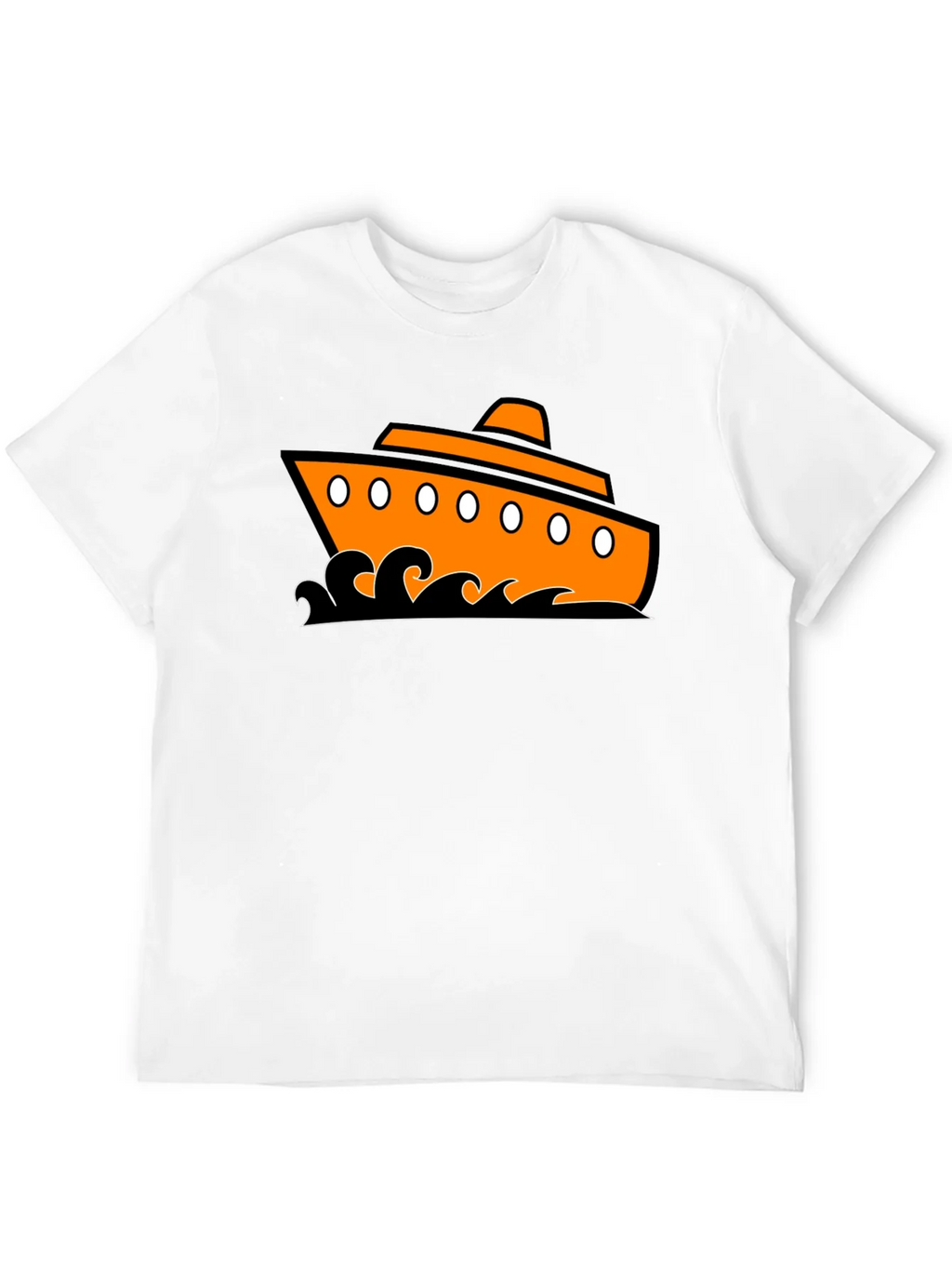 Nautical Ship Graphic Tee - Black Cotton