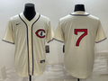 Men's Chicago Cubs Dansby Swanson #7 Cream Player Name jersey