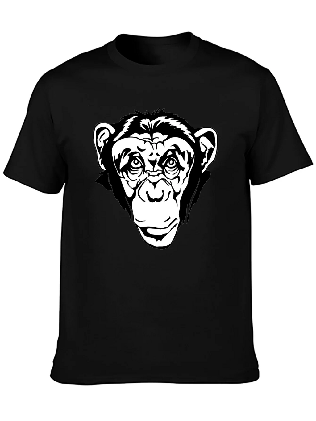 Black T-Shirt with Chimpanzee Graphic
