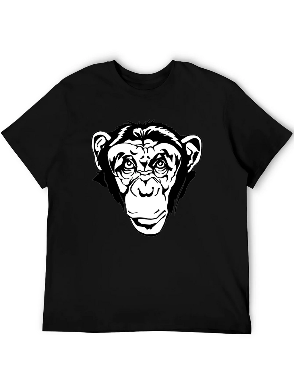 Black T-Shirt with Chimpanzee Graphic