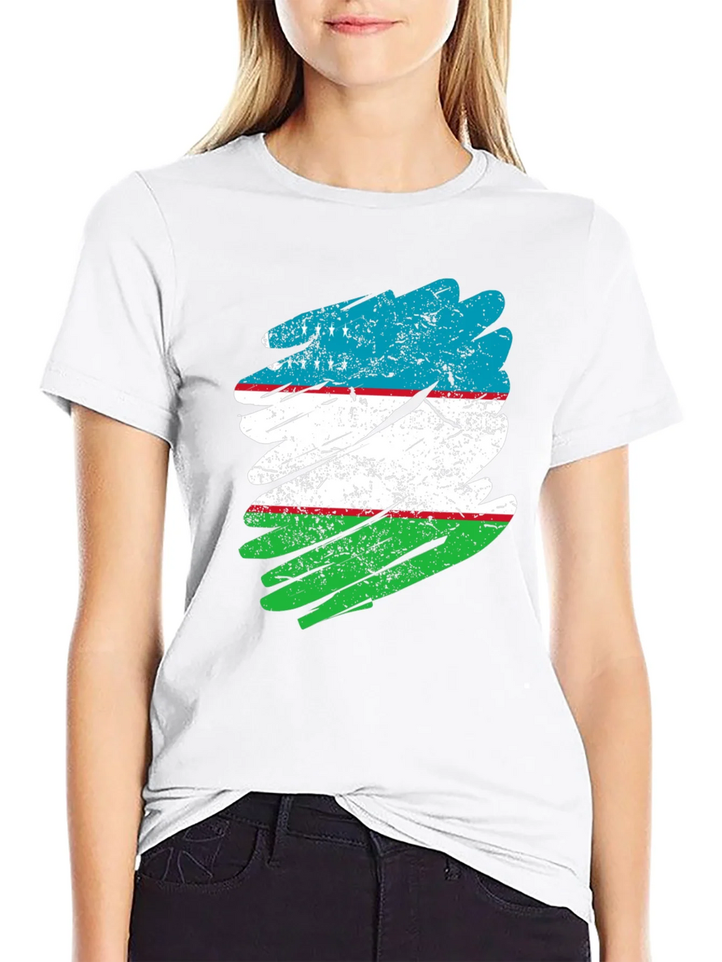 Uzbekistan Flag Distressed T-Shirt - Patriotic Pride