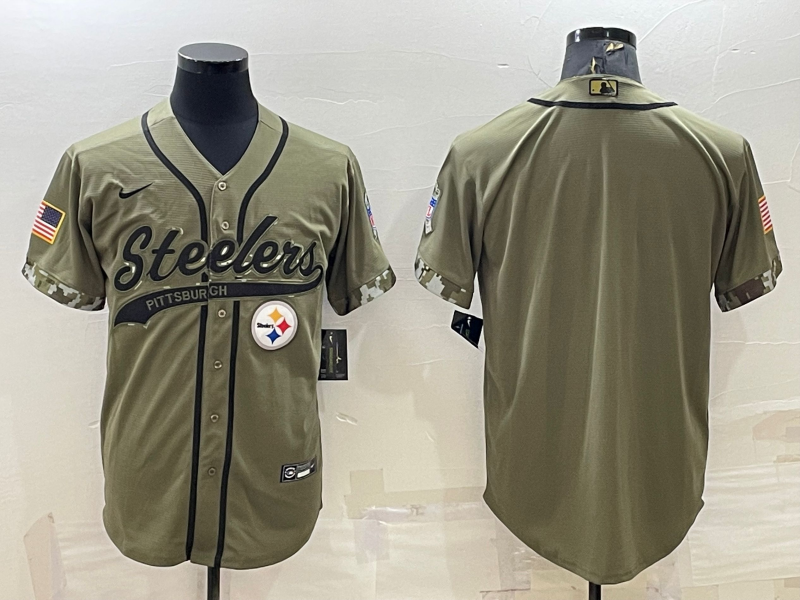 Men's Pittsburgh Steelers Olive 2022 Salute To Service Limited Blank jersey