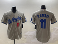 Men's Los Angeles Dodgers Roki Sasaki #11 Gray Alternate Replica Player Jersey1