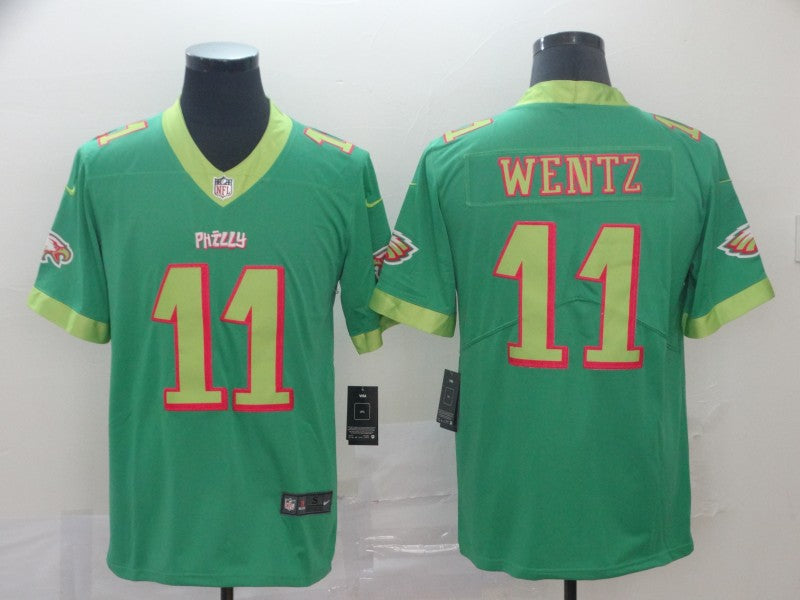 Men's Philadelphia Eagles Carson Wentz #11 Green Game jersey City Edition