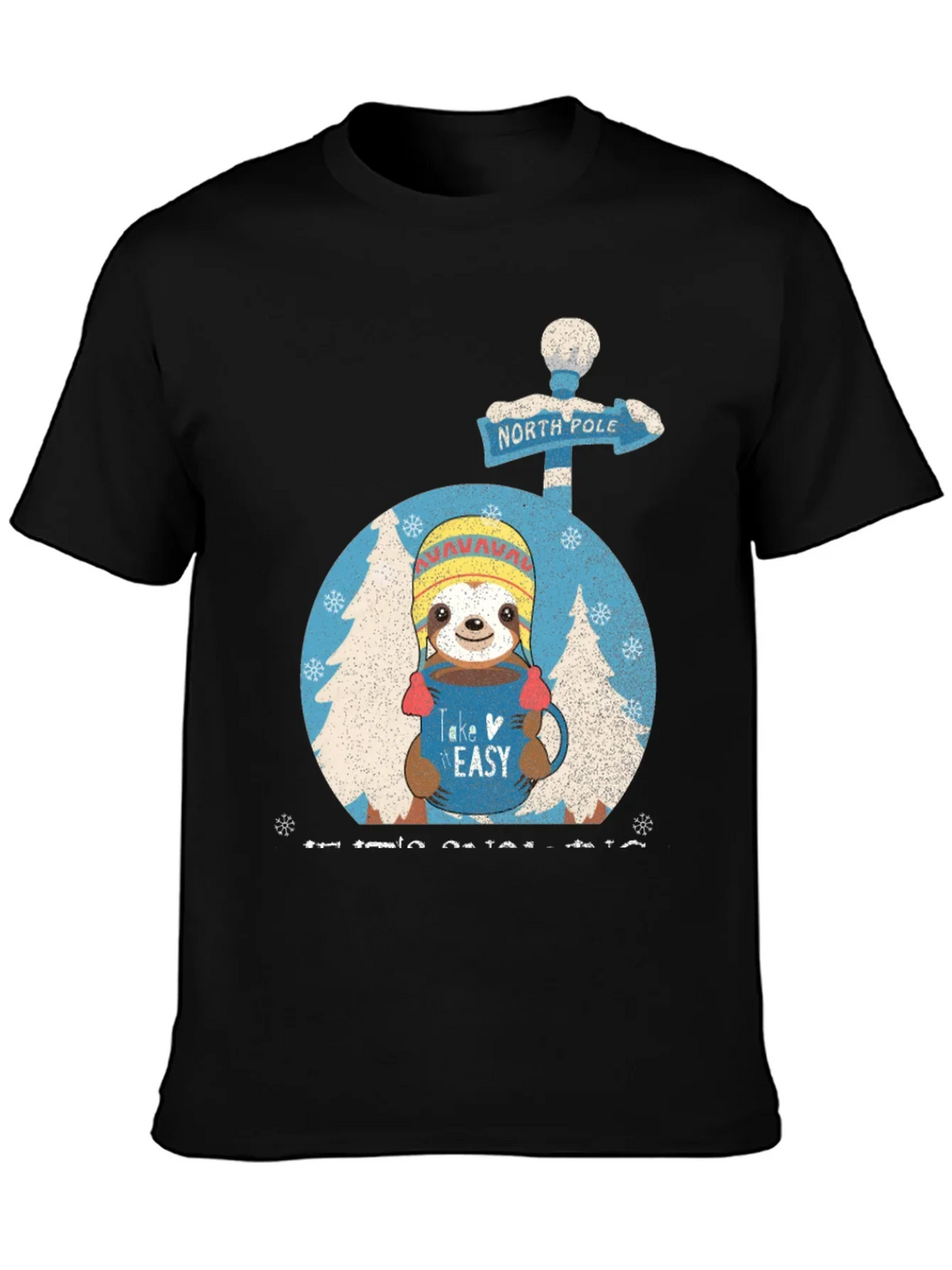 Take It Easy Sloth North Pole Holiday Graphic Tee