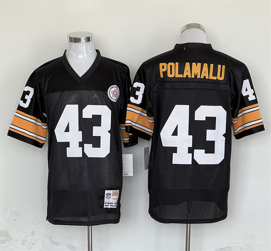 Men's Pittsburgh Steelers Troy Polamalu Black Legacy Replica Jersey1