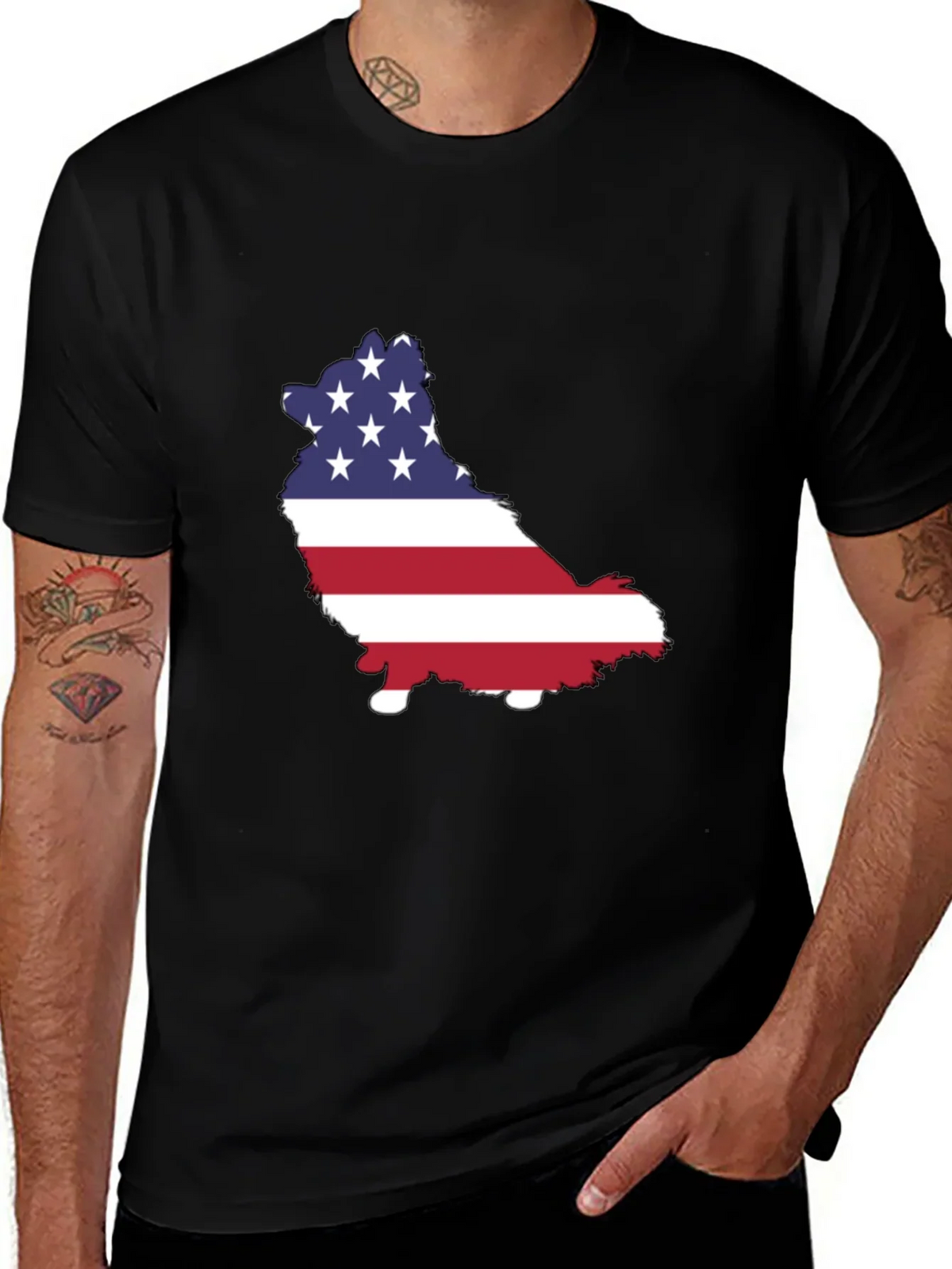 American Flag Dog Graphic Tee