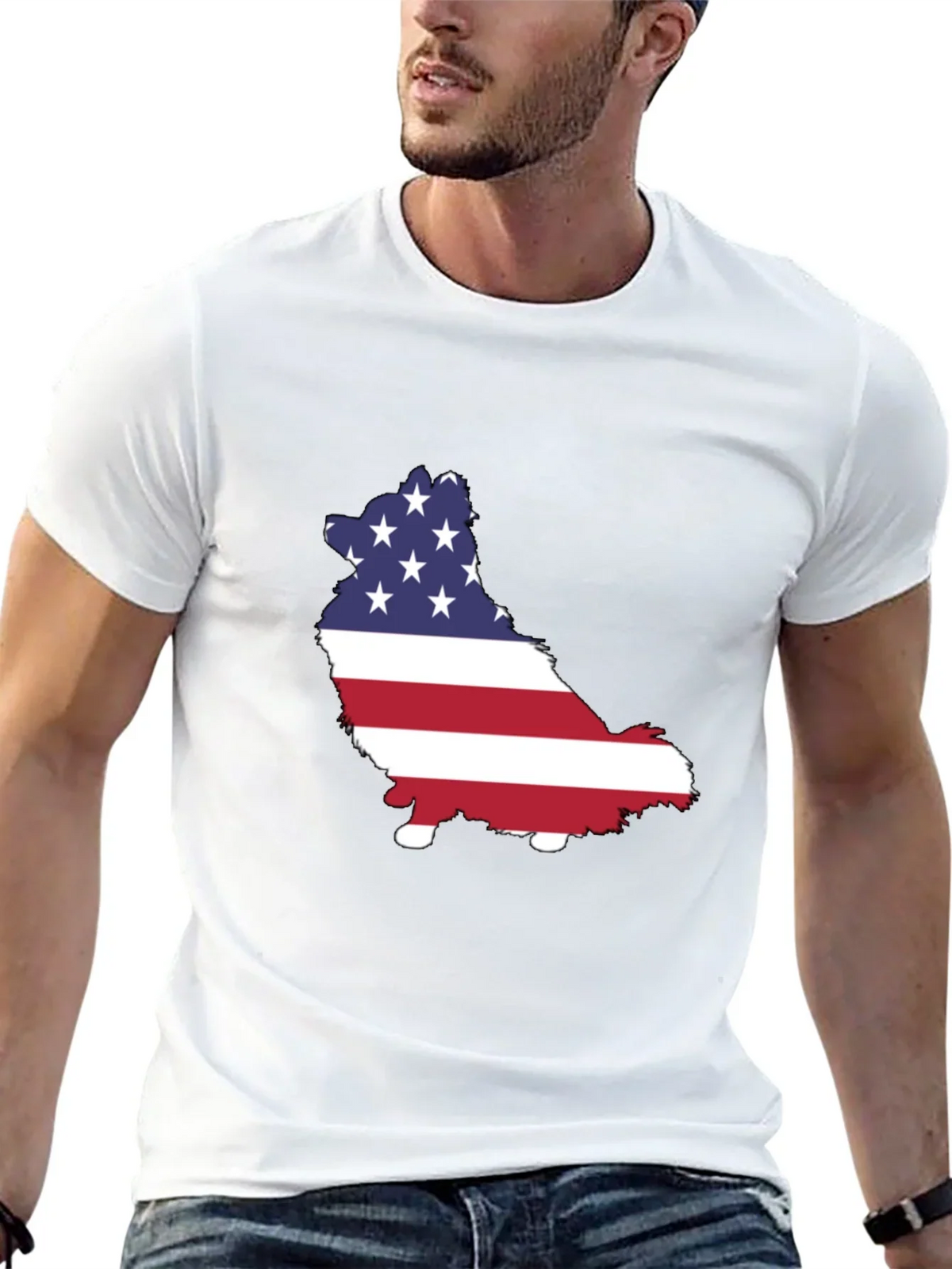 American Flag Dog Graphic Tee