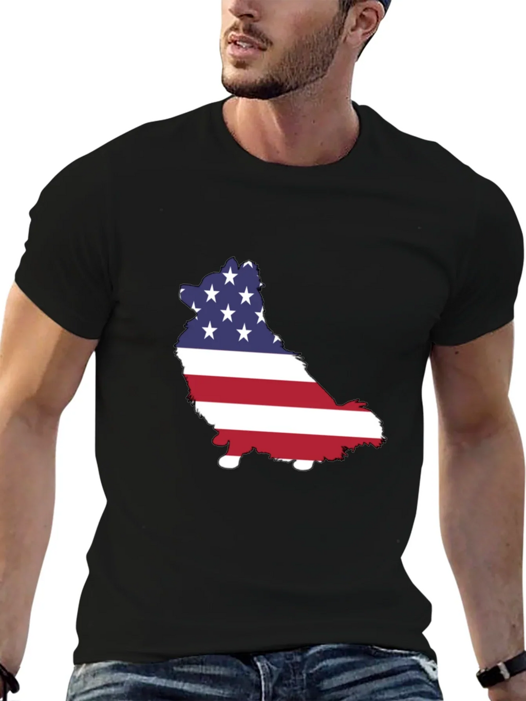 American Flag Dog Graphic Tee