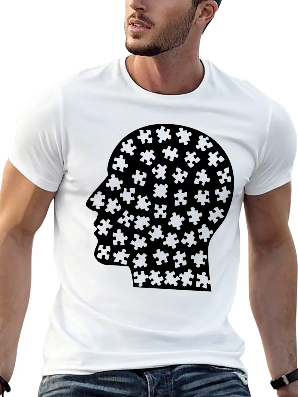 Puzzle Head Tee - Black Graphic T-Shirt
