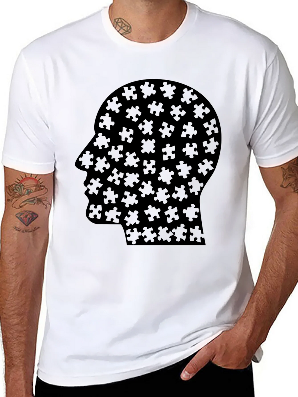 Puzzle Head Tee - Black Graphic T-Shirt