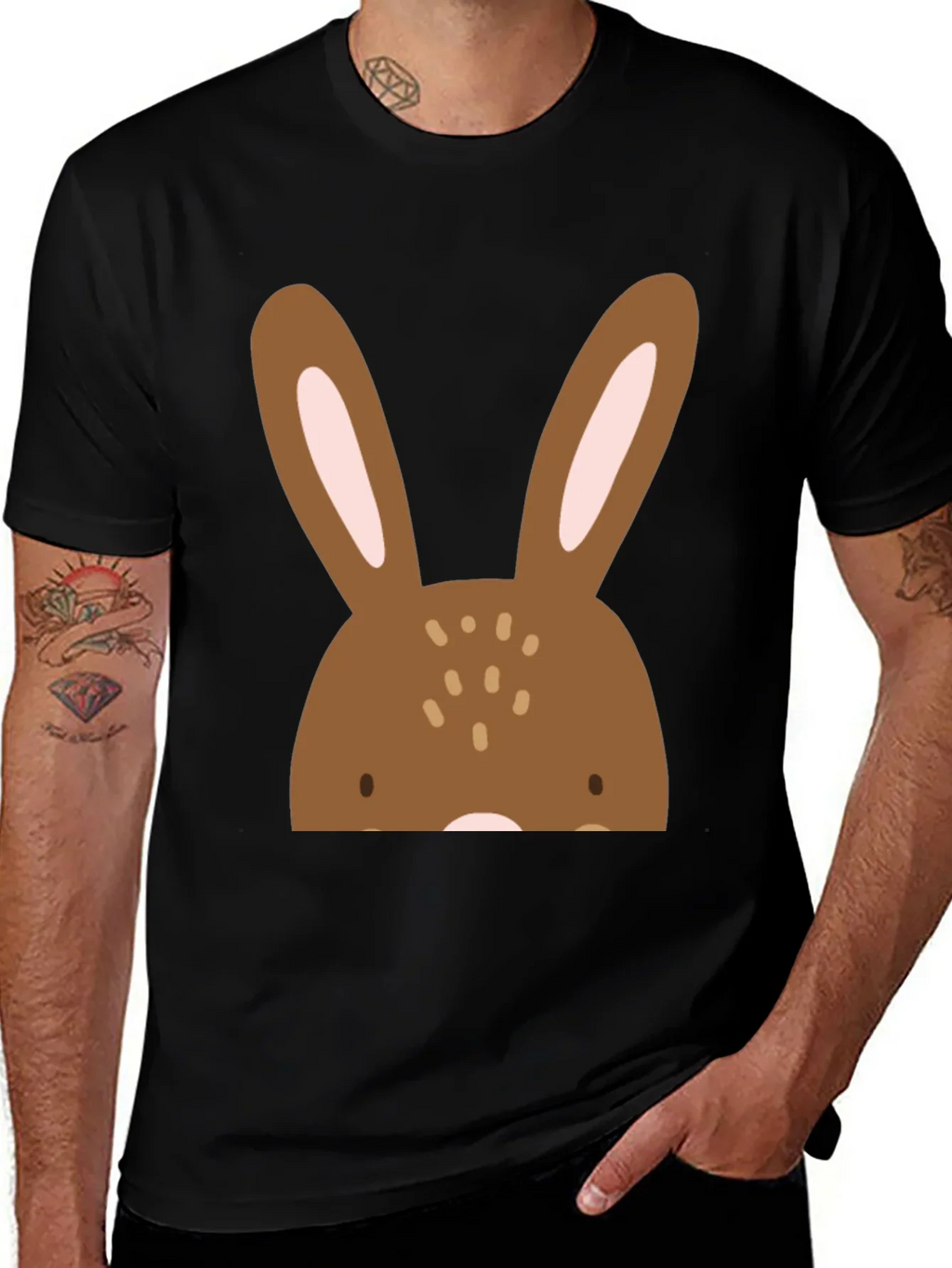 Bunny Graphic Black T-Shirt - Easter Ready!