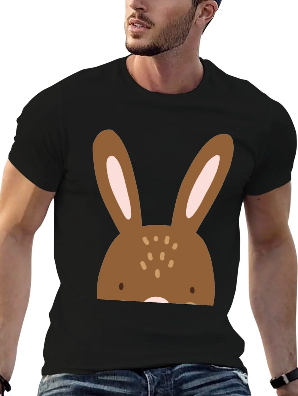 Bunny Graphic Black T-Shirt - Easter Ready!