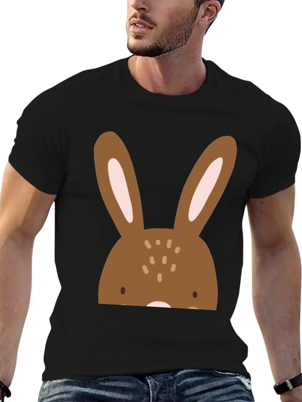 Bunny Graphic Black T-Shirt - Easter Ready!