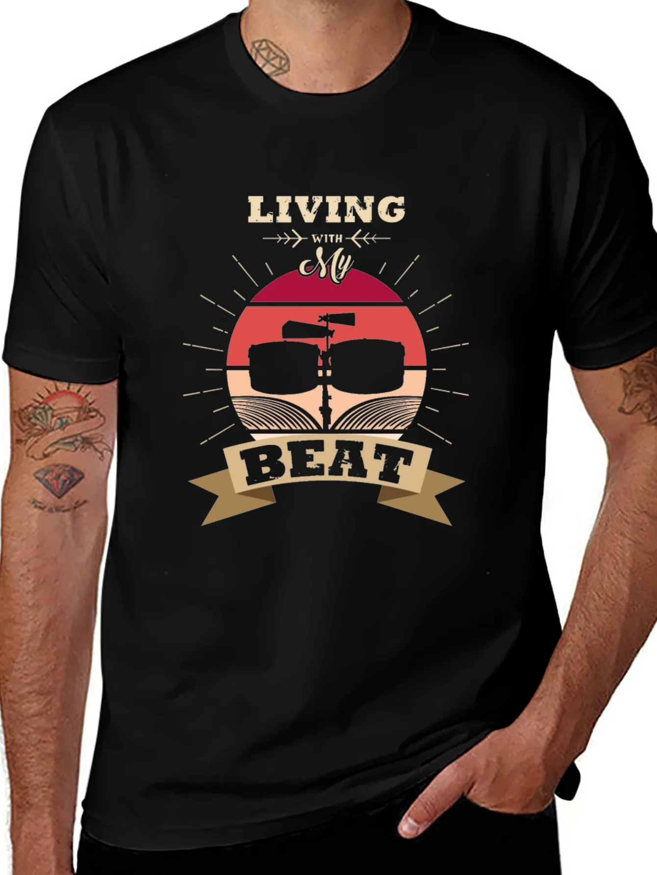 Living With My Beat T-Shirt - Music Lover Tee