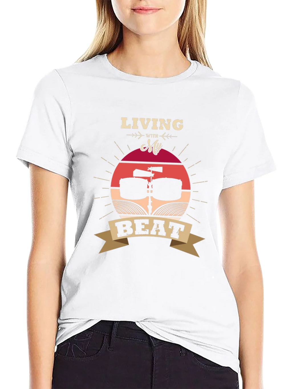 Living With My Beat T-Shirt - Music Lover Tee
