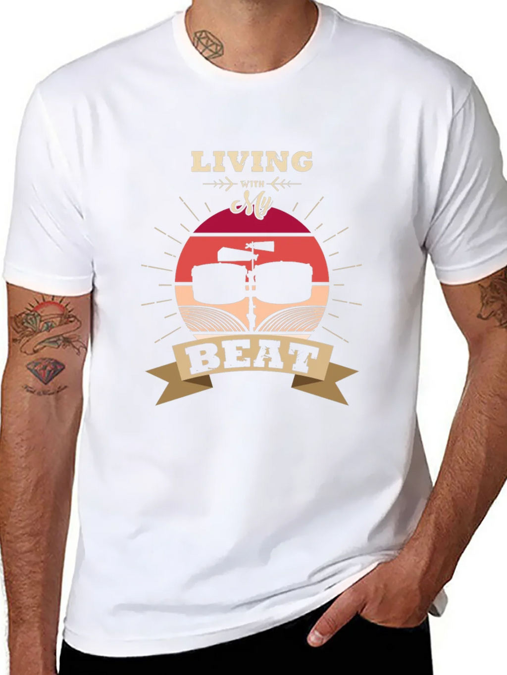 Living With My Beat T-Shirt - Music Lover Tee
