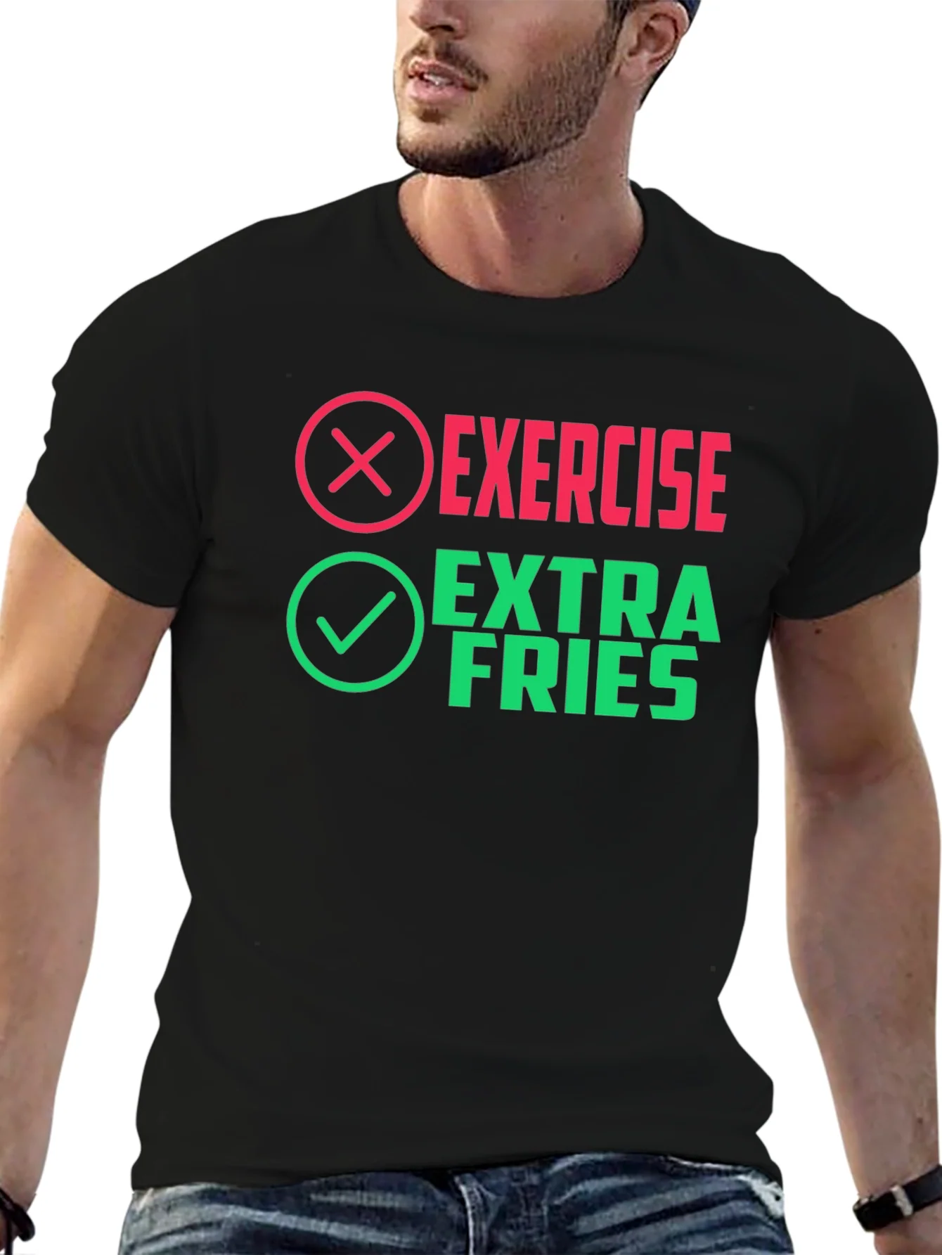 Exercise? Extra Fries! Novelty Graphic Tee