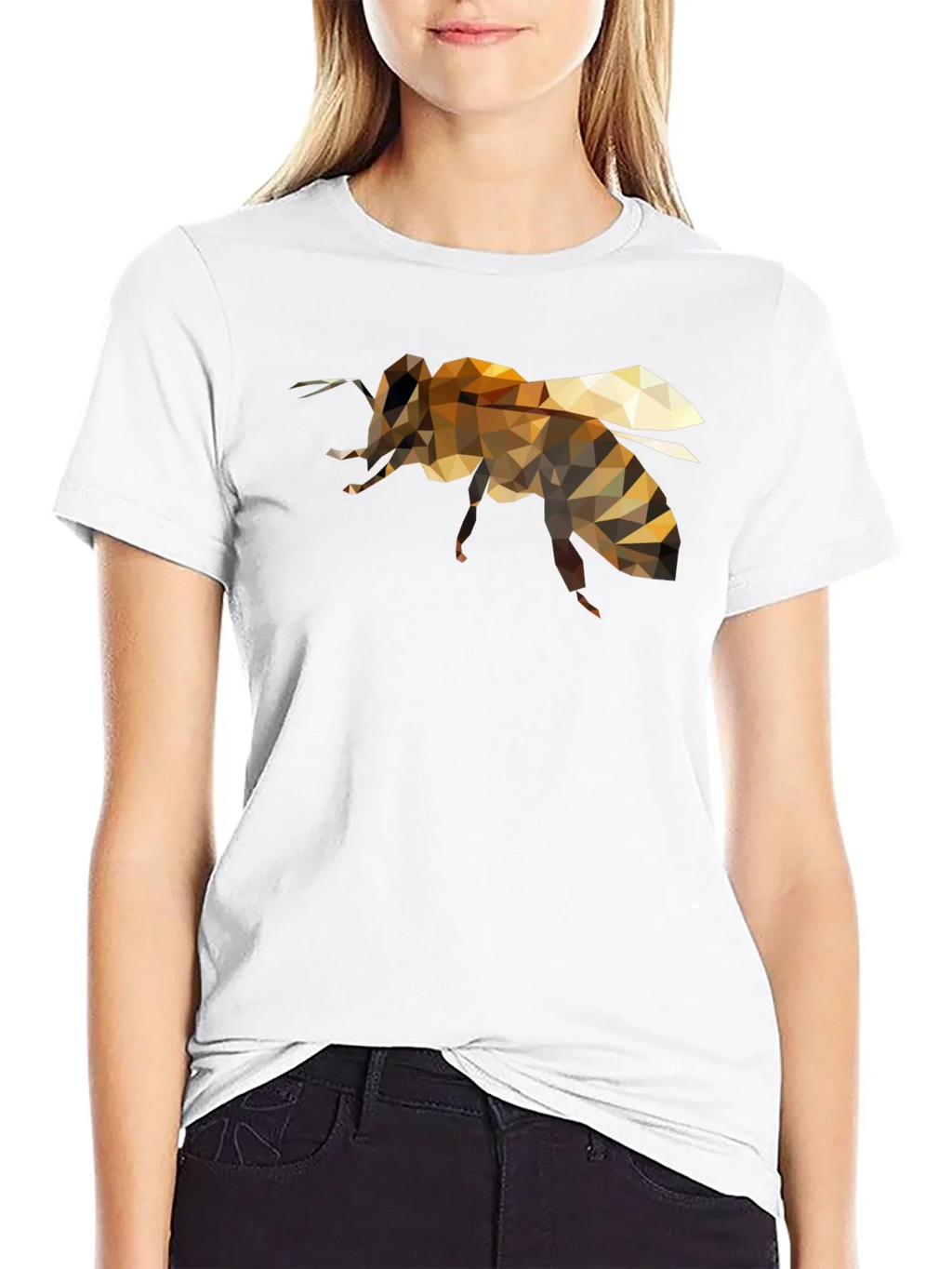 Geometric Bee Graphic Black T-Shirt
