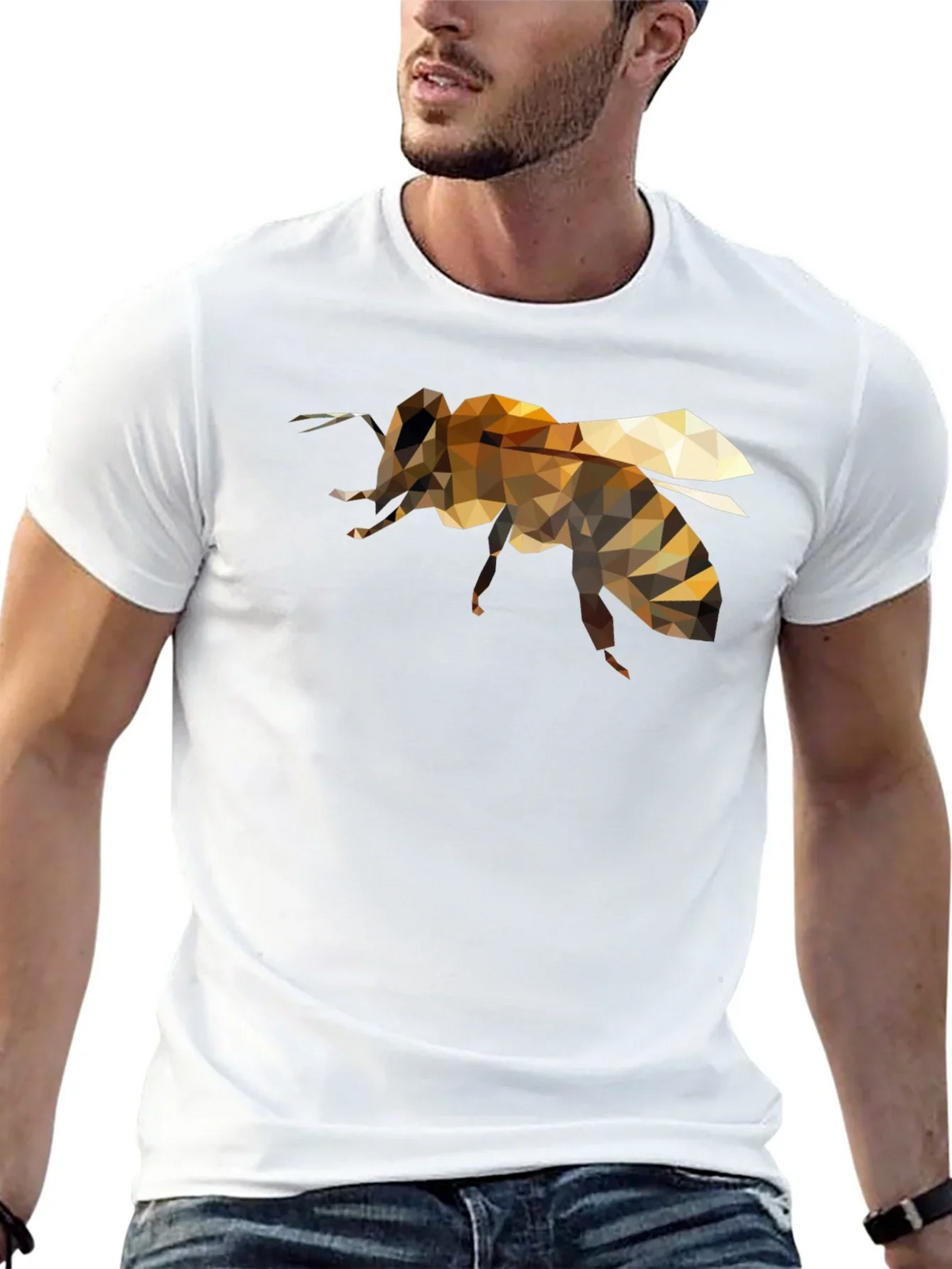 Geometric Bee Graphic Black T-Shirt
