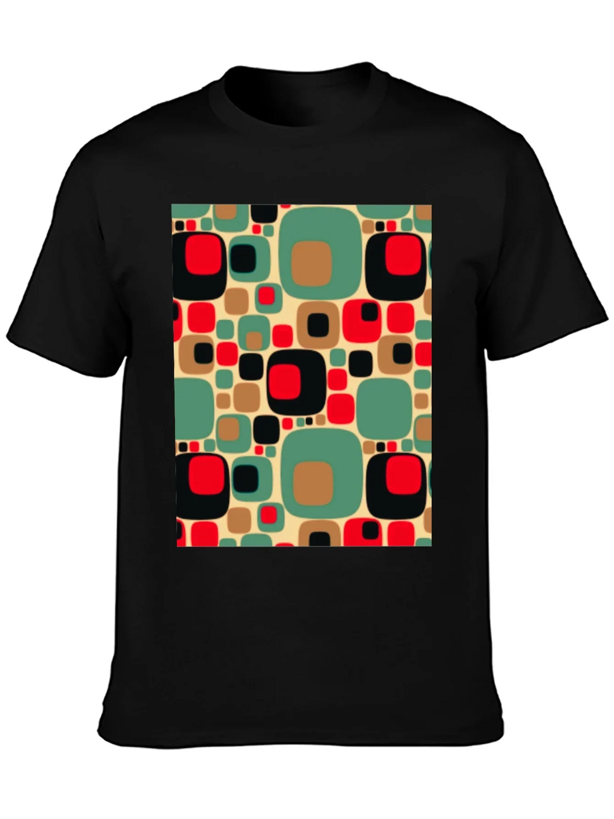 Retro Pattern Black T-Shirt
