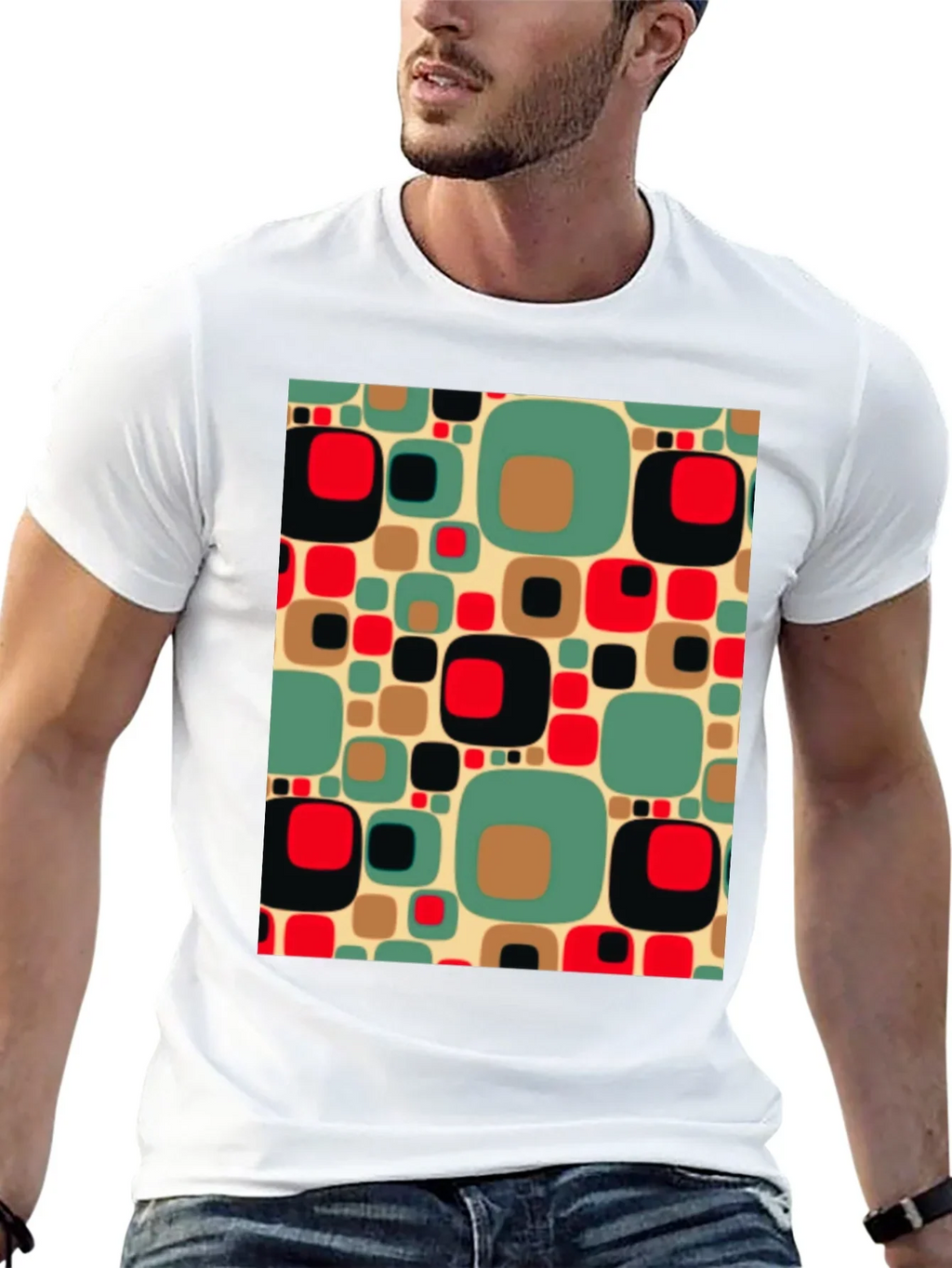 Retro Pattern Black T-Shirt