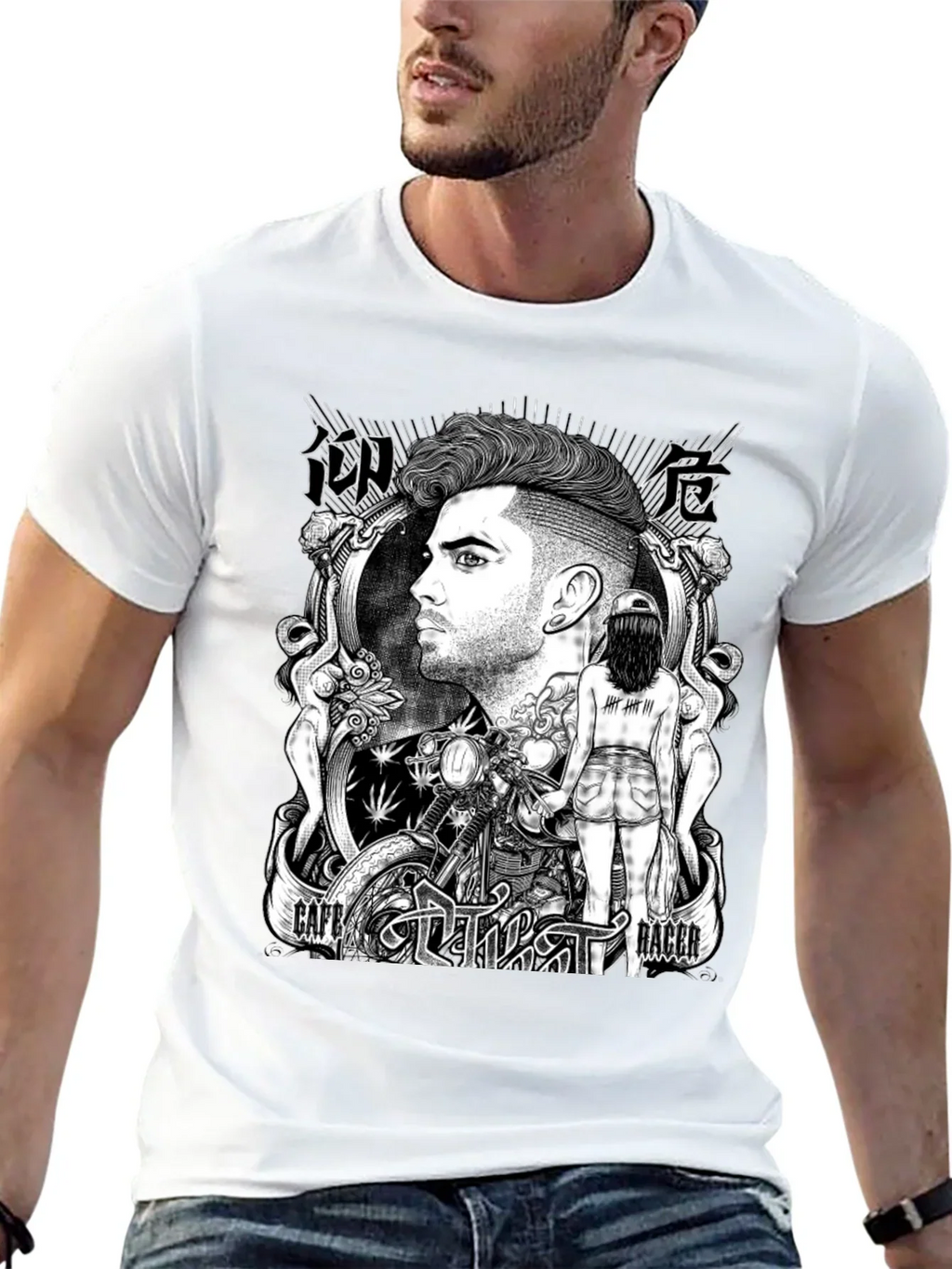 Cafe Racer Graphic T-Shirt - Black Cotton Tee