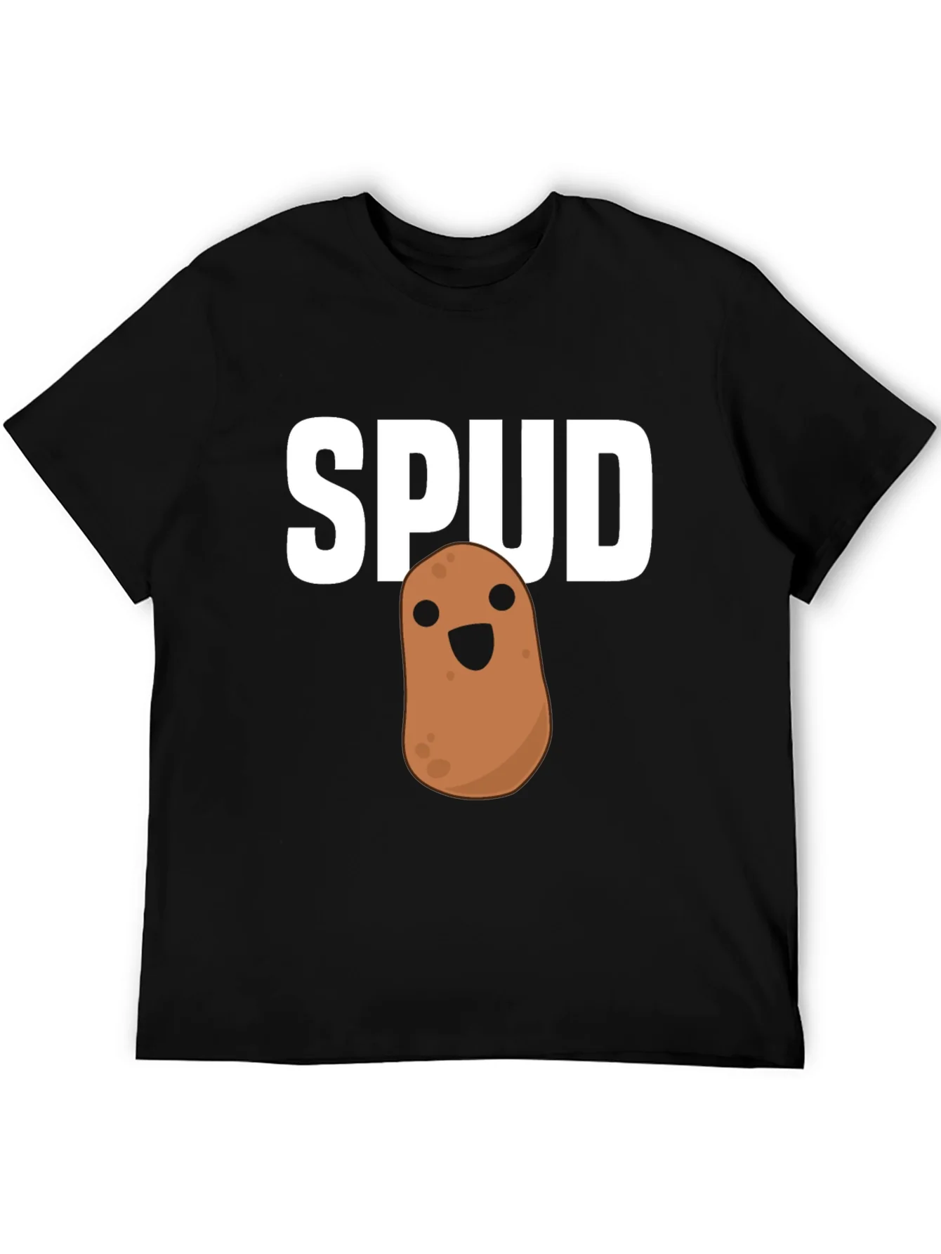 Funny Spud Potato Graphic Black T-Shirt