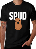 Funny Spud Potato Graphic Black T-Shirt