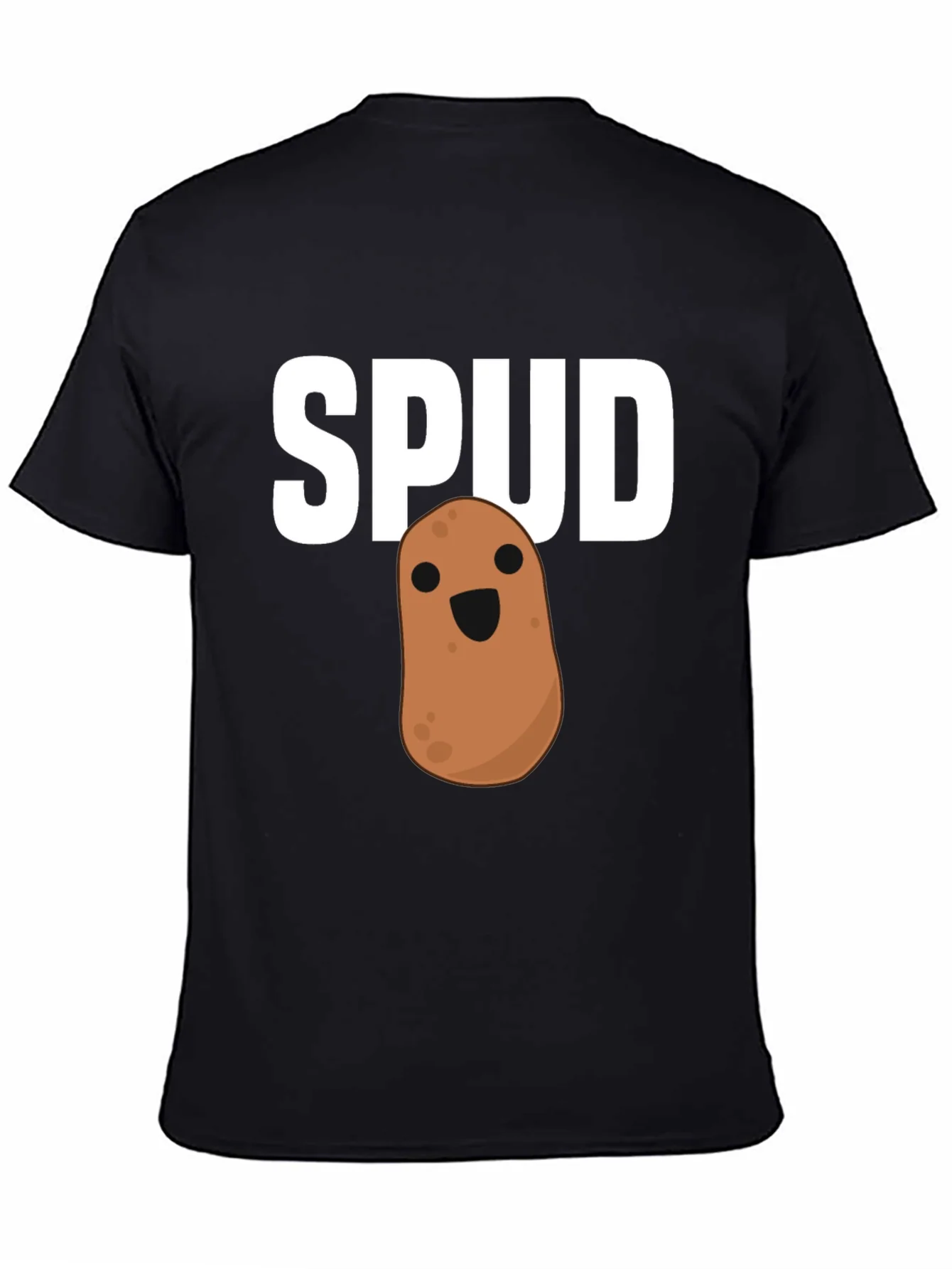 Funny Spud Potato Graphic Black T-Shirt