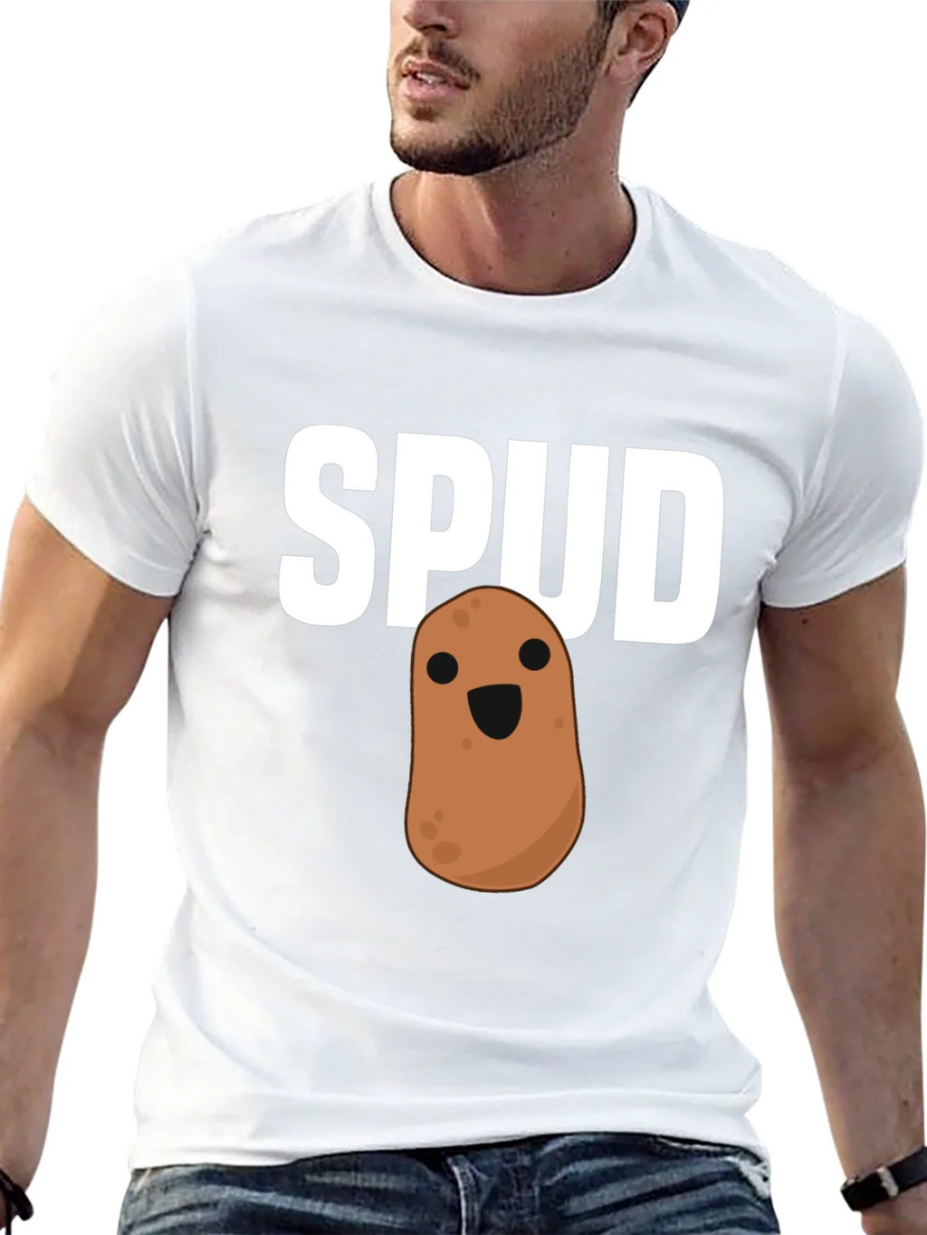 Funny Spud Potato Graphic Black T-Shirt