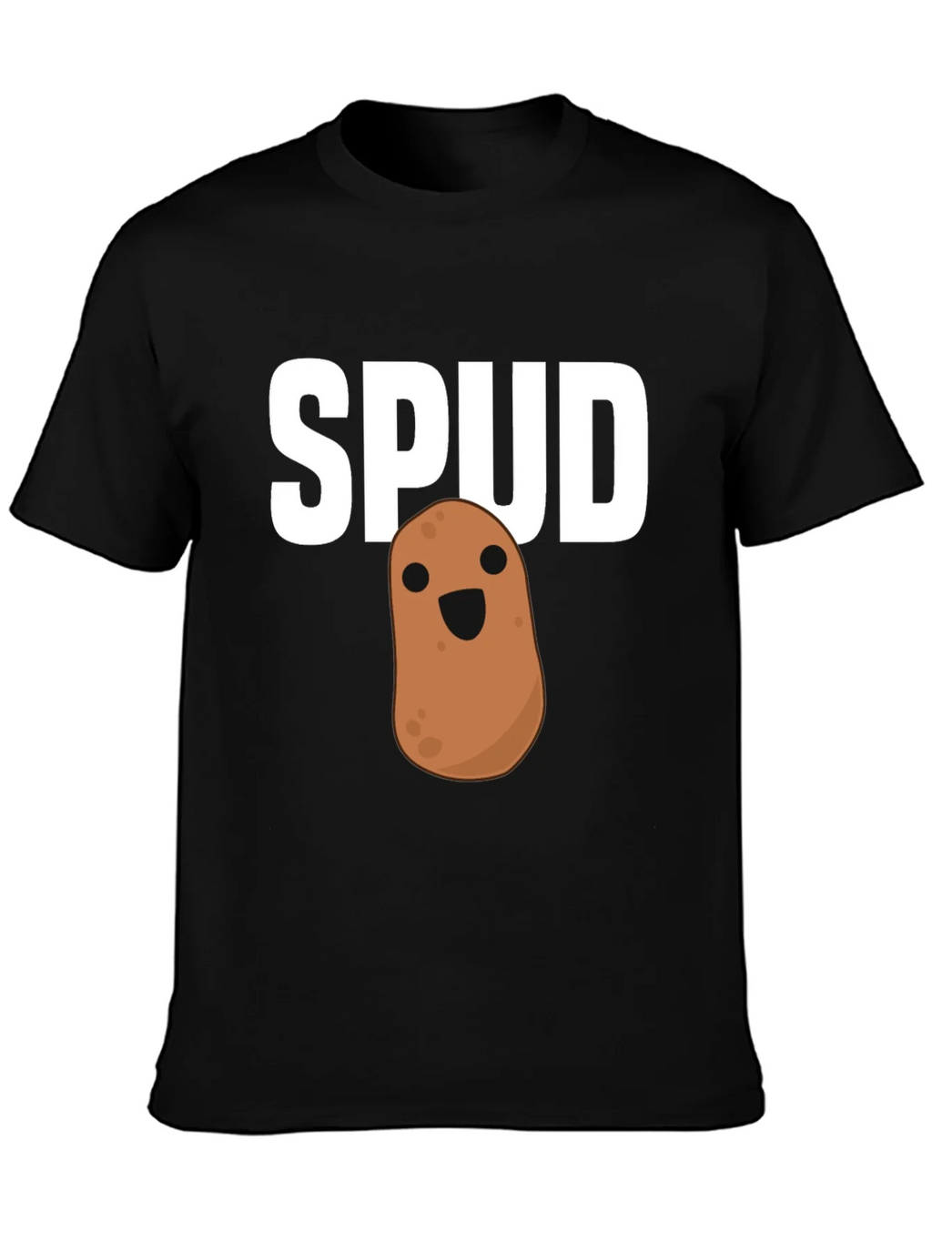 Funny Spud Potato Graphic Black T-Shirt