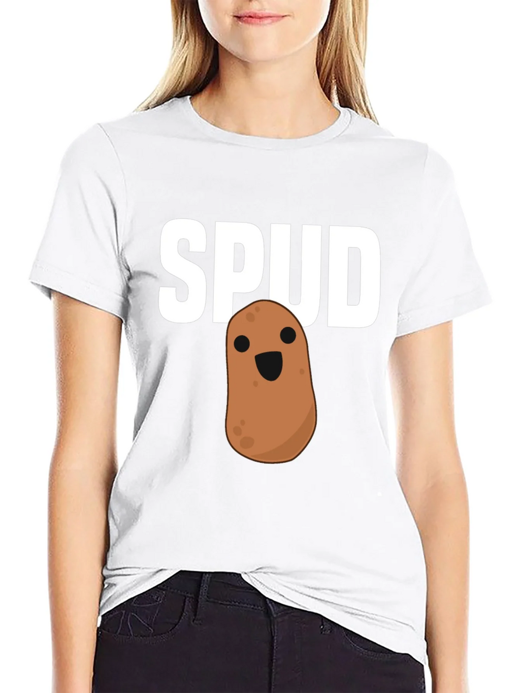 Funny Spud Potato Graphic Black T-Shirt