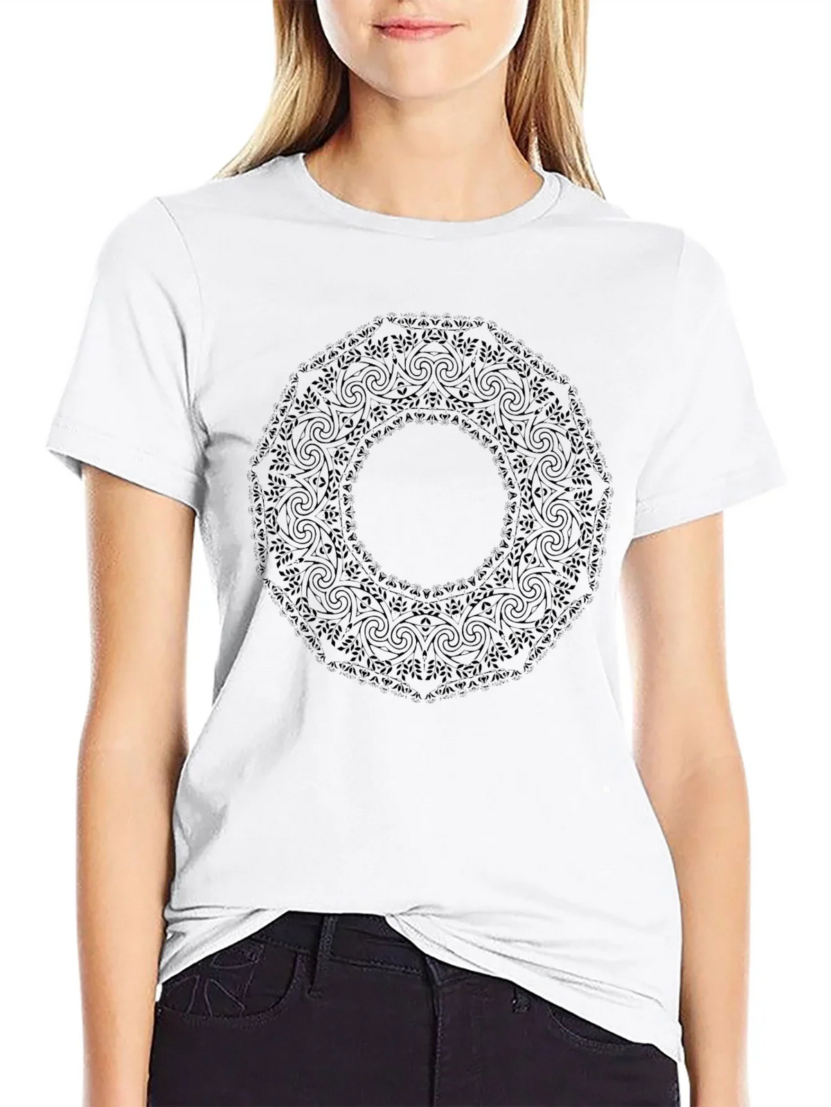 Mens Black Mandala Graphic T-Shirt